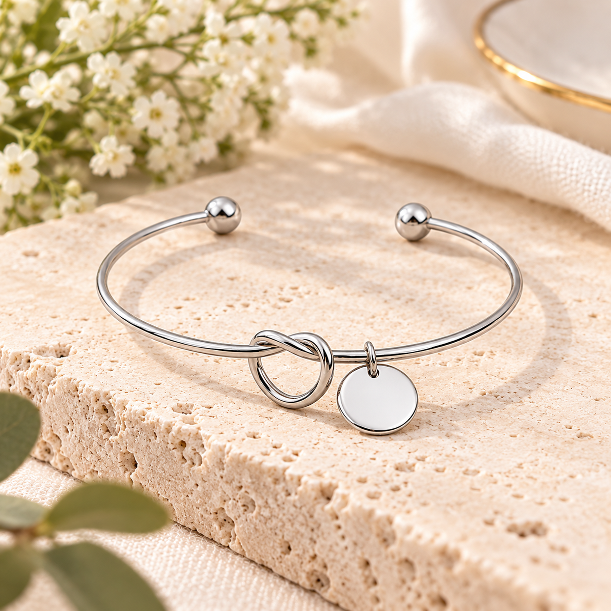 Personalized Knot Charm Bracelet