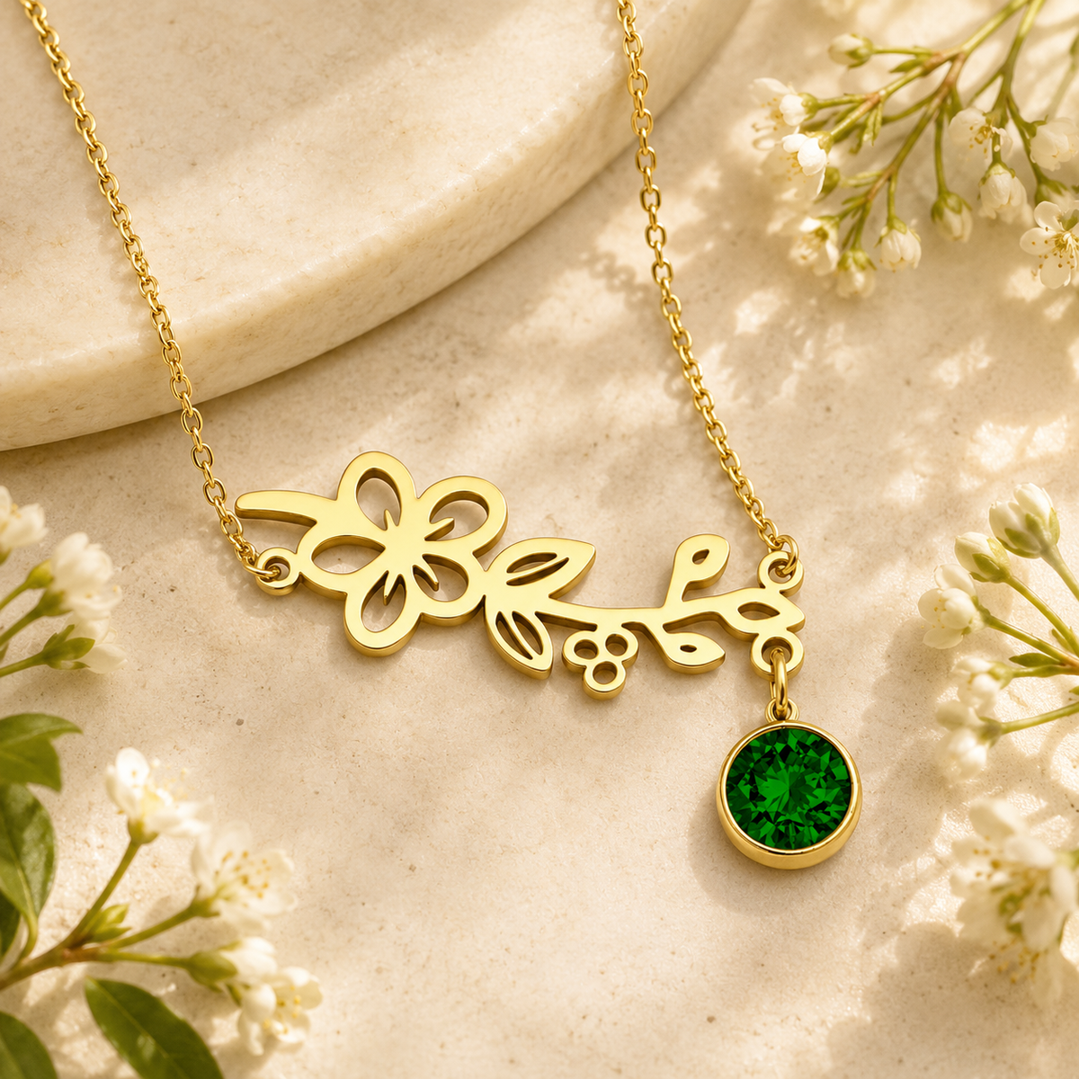 Personalized Birth Flower & Birthstone Bracelet